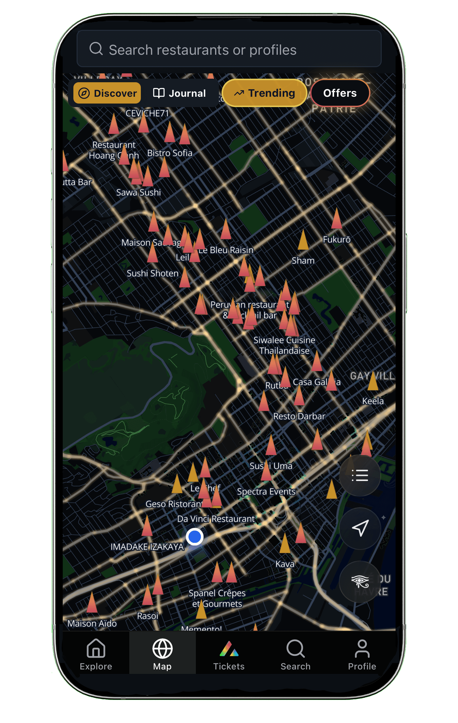 Spectra map of restaurants in Montreal